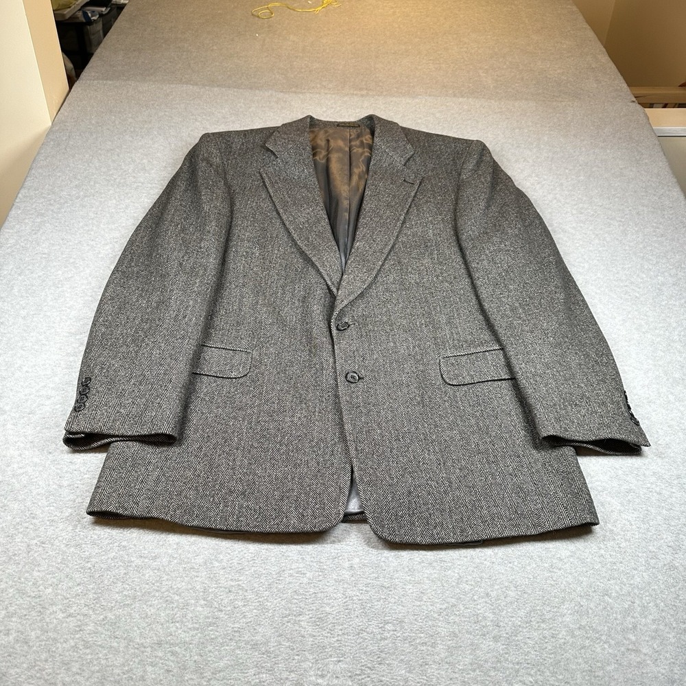 Zylos George Machado Blazer Mens 46L Wool Camel Hair Blend Gray Black Heavy